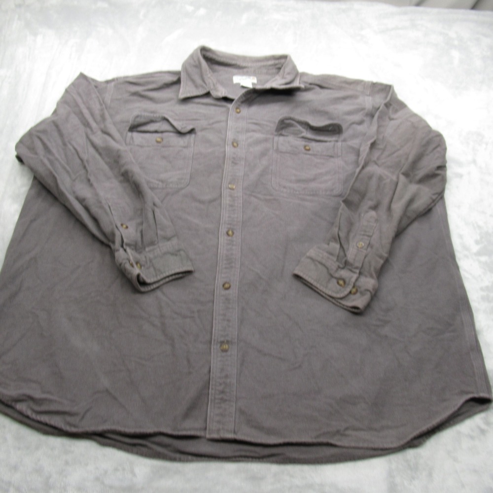 Carhartt Shirt Mens 3XL‎ Gray Pockets Chamois Tall Sleeve Heavyweight Button Up - Picture 2 of 11